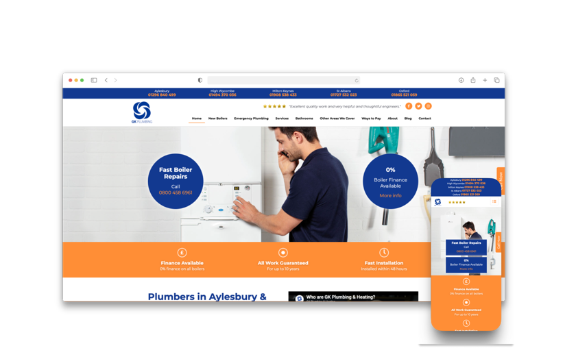 GK Plumbing website maintained by Loxvik